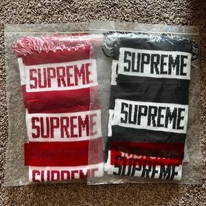 supreme logo striped scarf